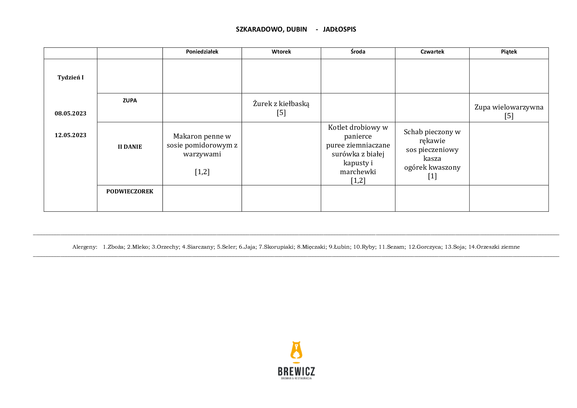 menu 1 Dubin Szkaradowo